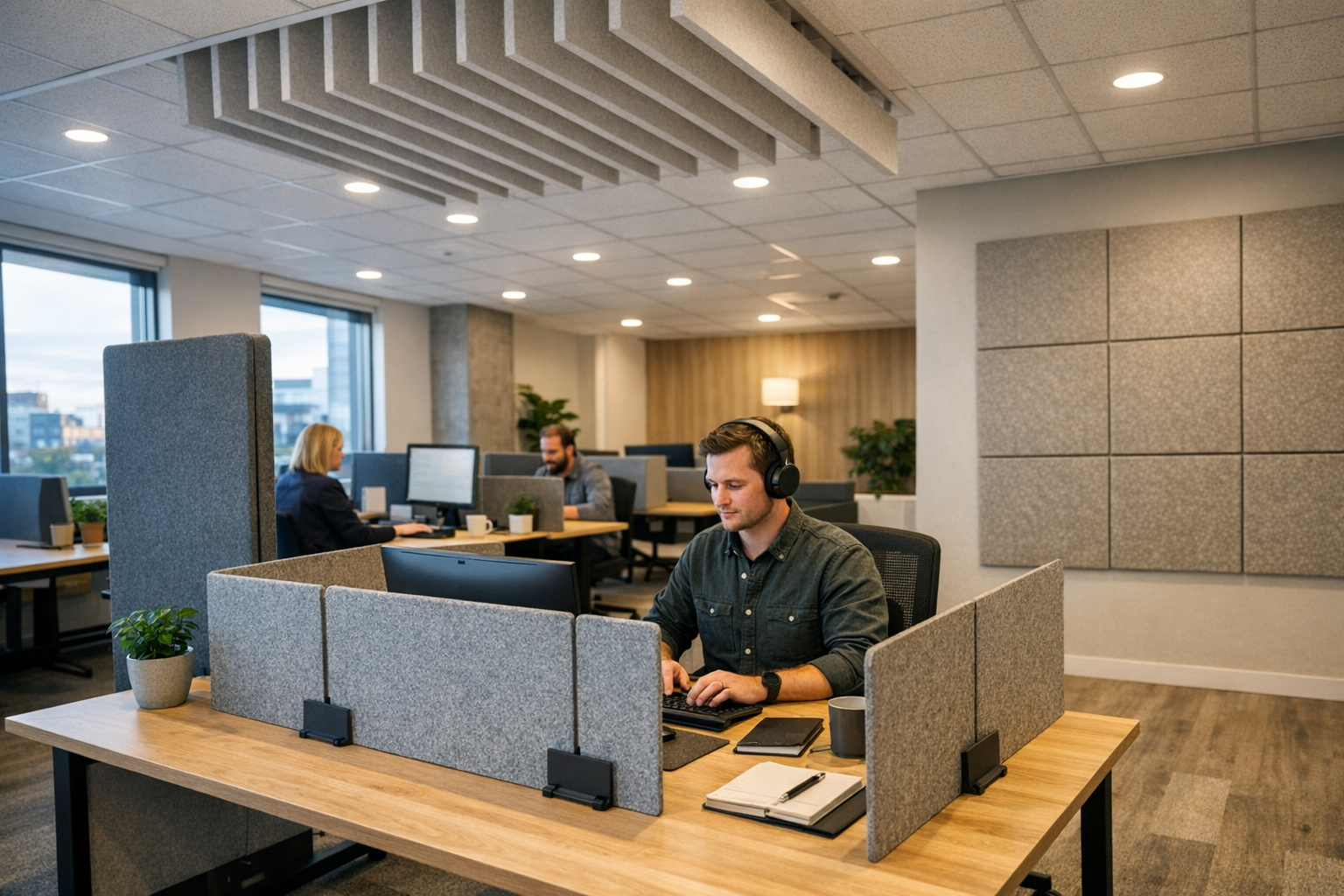 Akoestische werkplek in open kantoor