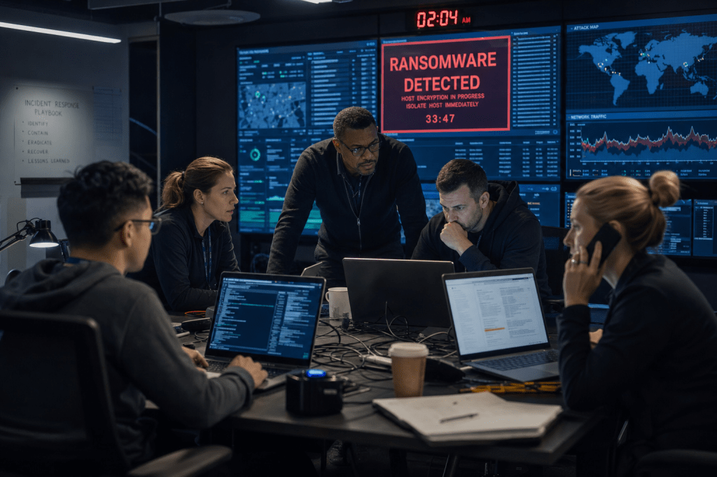 Hoe stel je een incident response-plan op voor cybersecurity zodat je bij een ransomware-aanval snel kunt reageren en schade beperkt?