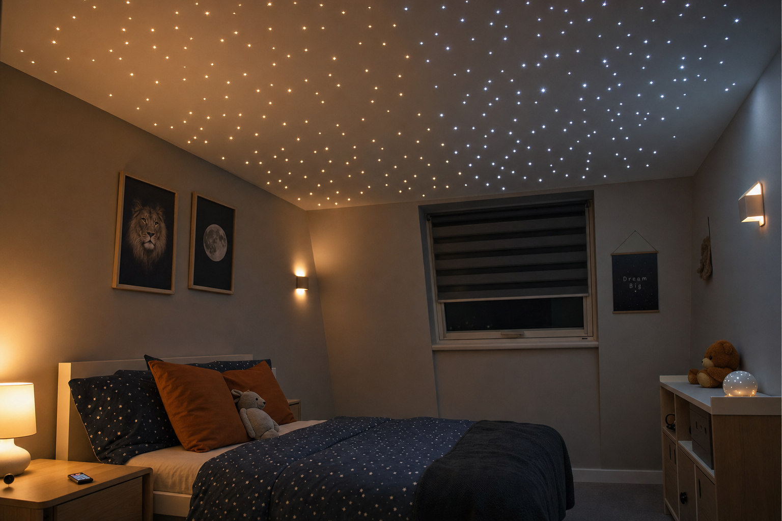 Sterrenhemel plafond in slaapkamer