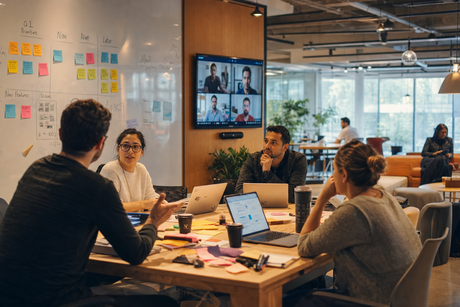 Flexibele werkplekken in modern hybride kantoor